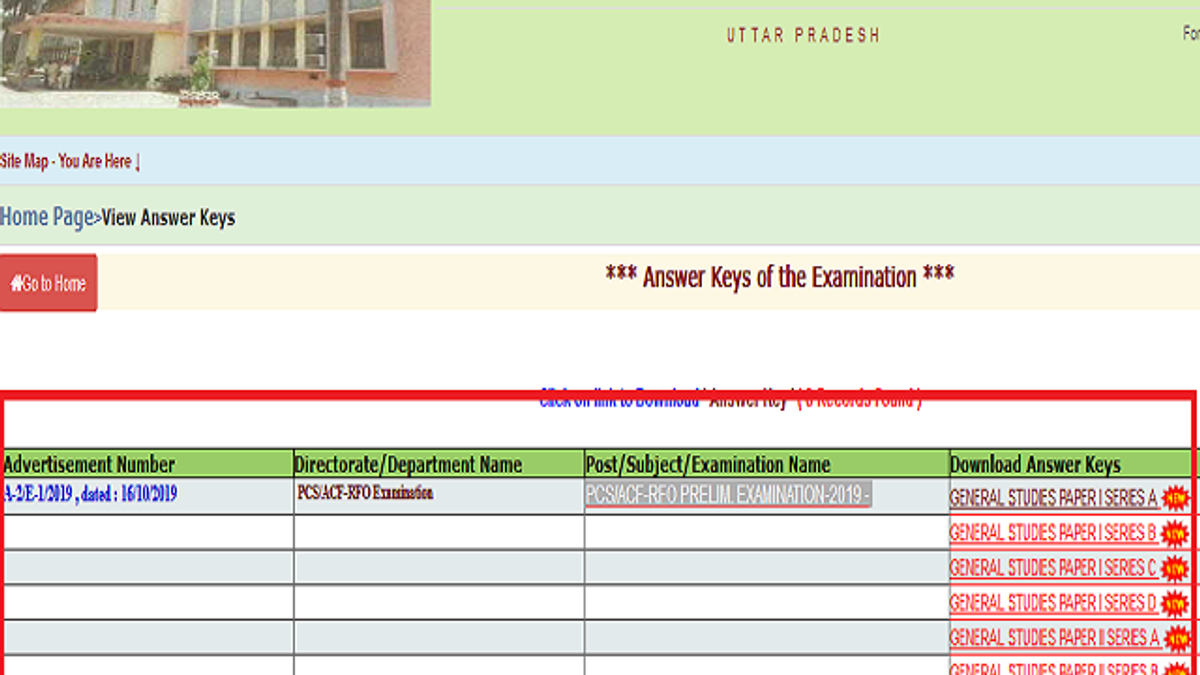 UPPSC Answer Key 2019